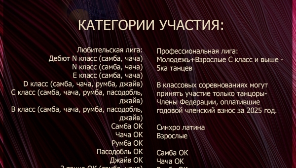 Категории участия &quot;Кубок Балхауса 2025&quot;